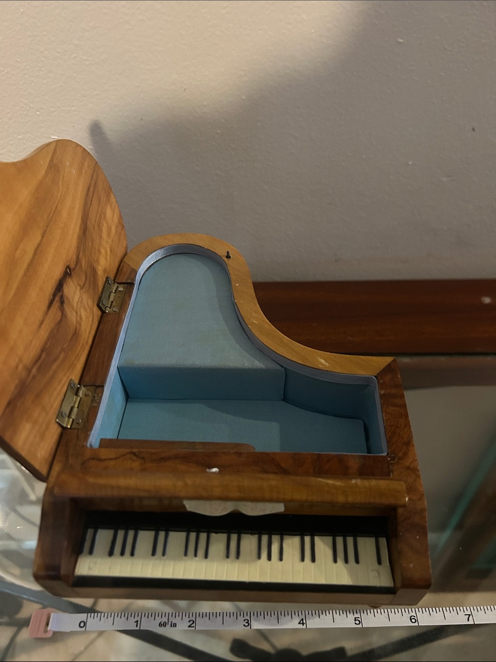 Wooden Mini Grand Piano Trinket Box - Natural Wood Finish music box - Picture 2 of 2